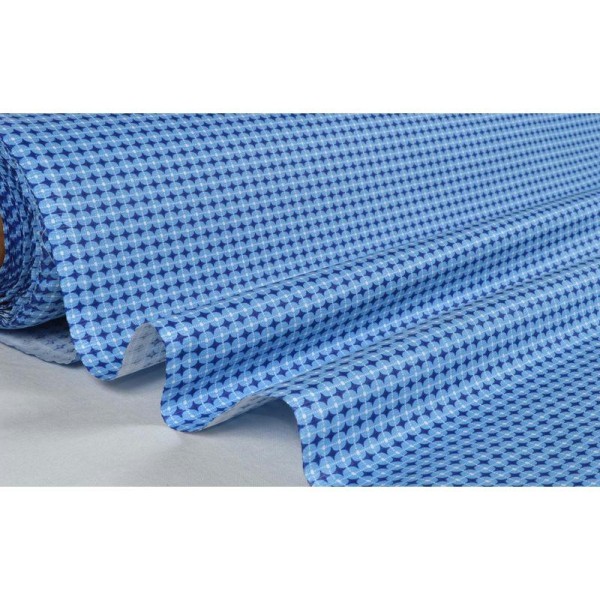 Tissu en coton coll. Aglaé bleu laize 160 cm - vendu par 10 cm - Photo n°1