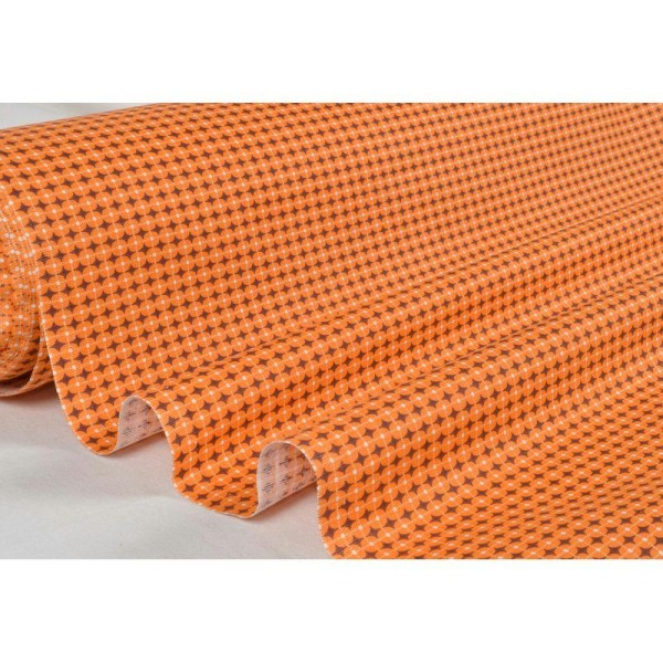 Tissu en coton coll. Aglaé orange laize 160 cm - vendu par 10 cm - Photo n°1