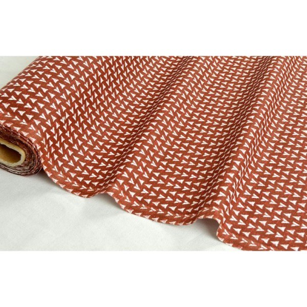 Tissu en coton coll. Akeli terracotta laize 160 cm - vendu par 10 cm - Photo n°1