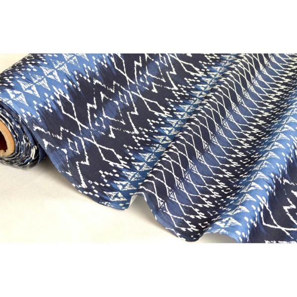 Tissu en coton coll. Akeo indigo laize 160 cm - vendu par 10 cm - Photo n°1