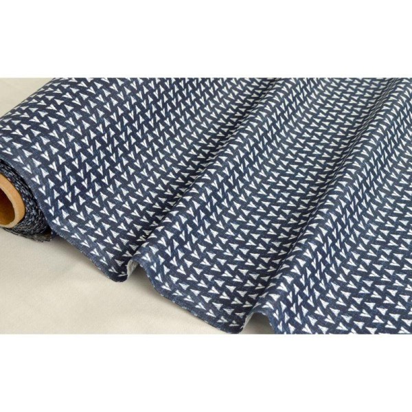 Tissu en coton coll. Akeli indigo laize 160 cm - vendu par 10 cm - Photo n°1
