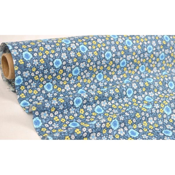 Tissu en coton coll. Anisley bleu laize 160 cm - vendu par 10 cm - Photo n°1