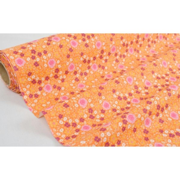Tissu en coton coll. Anisley orange laize 160 cm - vendu par 10 cm - Photo n°1