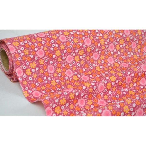 Tissu en coton coll. Anisley rose laize 160 cm - vendu par 10 cm - Photo n°1