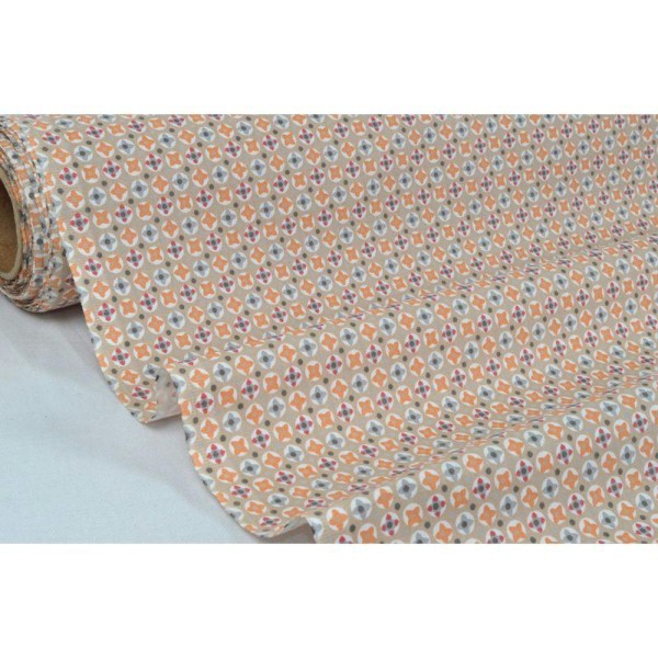 Tissu en coton coll. Avrey orange laize 160 cm - vendu par 10 cm - Photo n°1