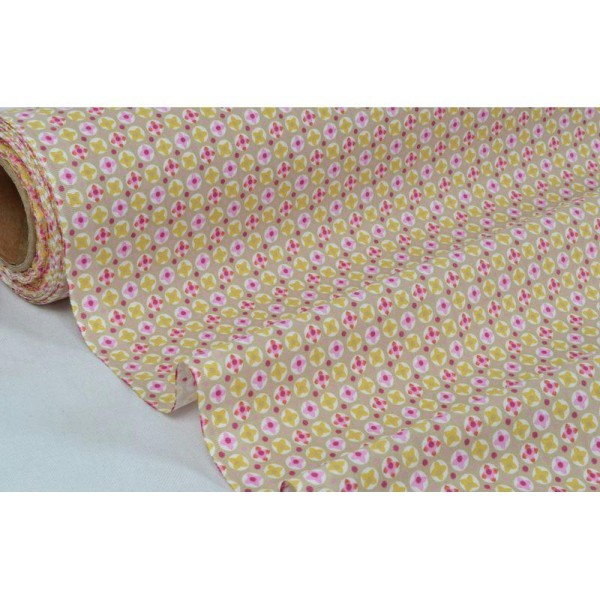 Tissu en coton coll. Avrey rose laize 160 cm - vendu par 10 cm - Photo n°1
