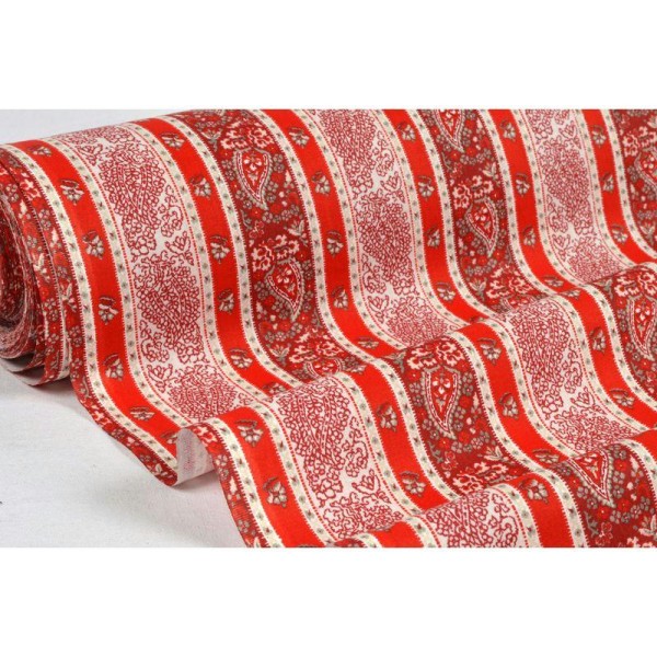 Tissu en coton coll. Bandana rouge laize 140 cm - vendu par 10 cm - Photo n°1
