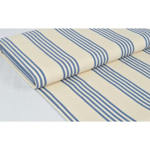Tissu en coton coll. Bayadère bleu laize 160 cm - vendu par 10 cm - Photo n°1