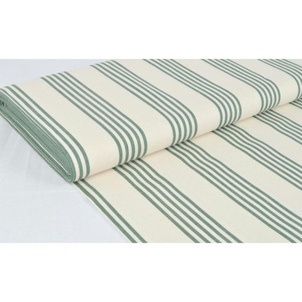 Tissu en coton coll. Bayadère vert laize 160 cm - vendu par 10 cm - Photo n°1