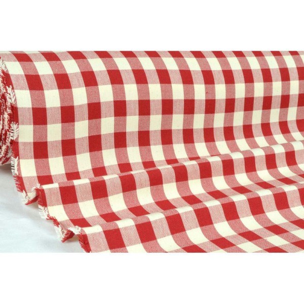 Tissu en coton col. Campagne rouge laize 160 - vendu par 10 cm - Photo n°1