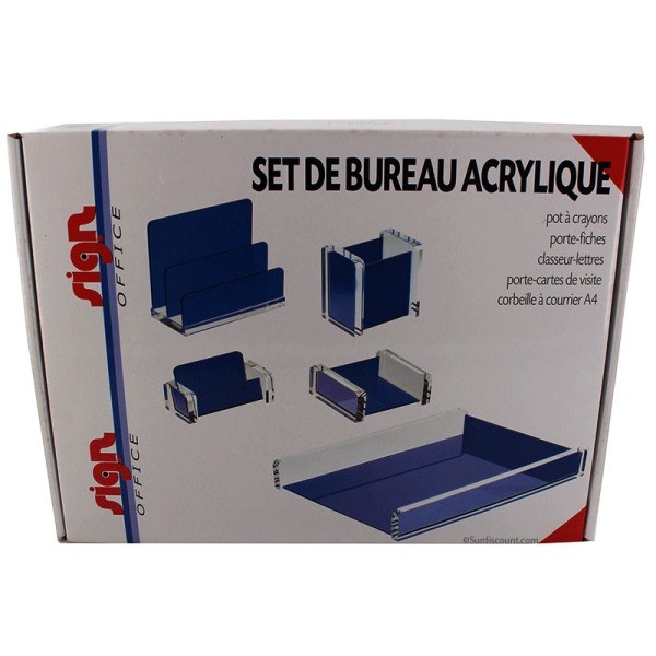 Set De Bureau Acrylique Bleu - 5 Pieces - Photo n°2