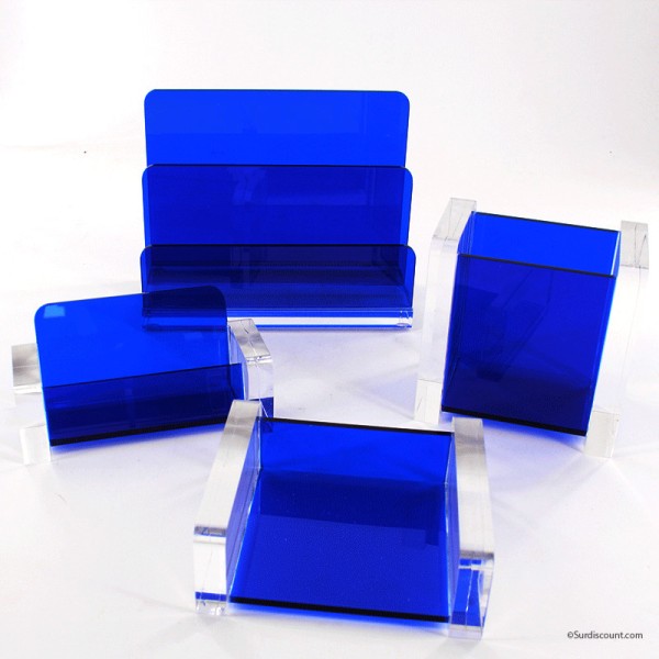Set De Bureau Acrylique Bleu - 5 Pieces - Photo n°3