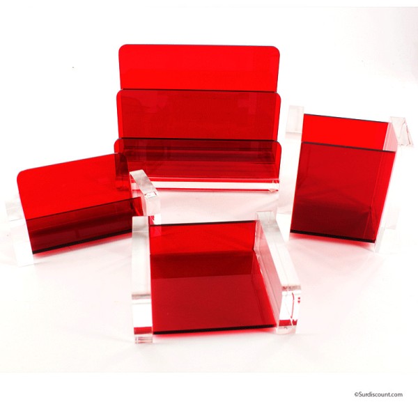 Set De Bureau Acrylique Rouge - 5 Pieces - Photo n°2