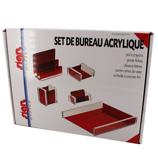 Set De Bureau Acrylique Rouge - 5 Pieces - Photo n°3