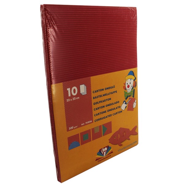 10 feuilles de carton ondulé - Rouge - A4 - Loisirs créatifs - Clairefontaine - Photo n°1