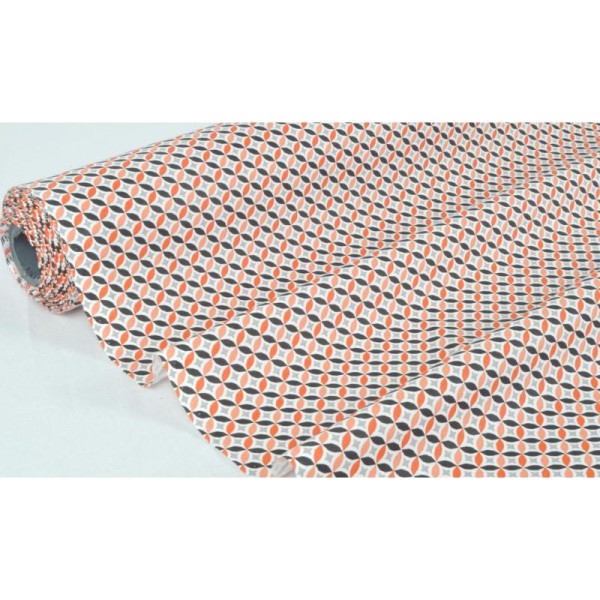 Tissu en coton coll. Cercle fraise laize 150 cm - vendu par 10 cm - Photo n°1