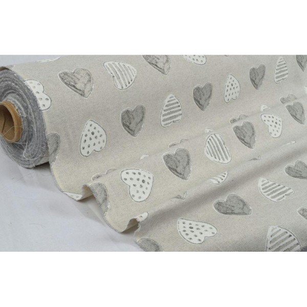 Tissu en coton coll. Chamade gris laize 150 - vendu par 10 cm - Photo n°1
