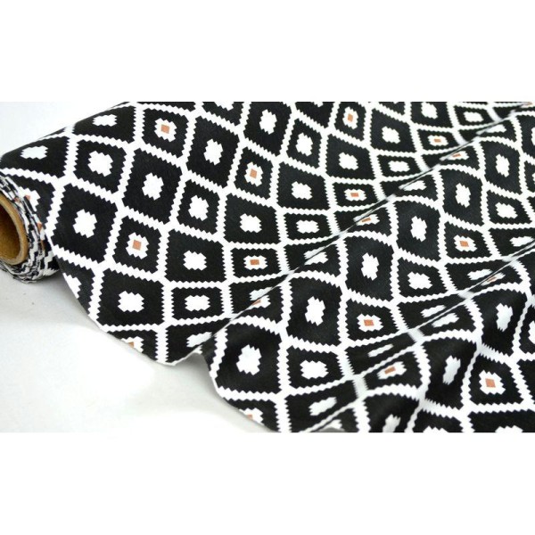Tissu en coton coll. Chiko noir/cuivre laize 160 cm - vendu par 10 cm - Photo n°1