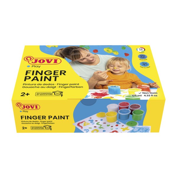 Peinture au doigt - Gouache - Enfant - Dès 2 ans - 6 couleurs - Jovi - Photo n°1