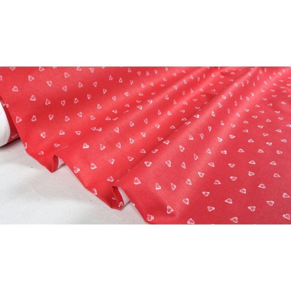 Tissu en coton coll. Coeurinette rouge laize 140 cm - vendu par 10 cm - Photo n°1
