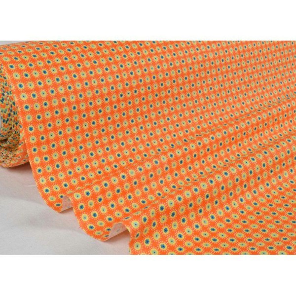 Tissu en coton coll. Colette orange laize 160 cm - vendu par 10 cm - Photo n°1