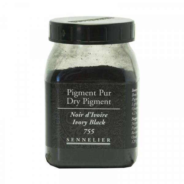 Pigment en poudre - Sennelier - Noir d'Ivoire - Pot de 200 ml - Photo n°1