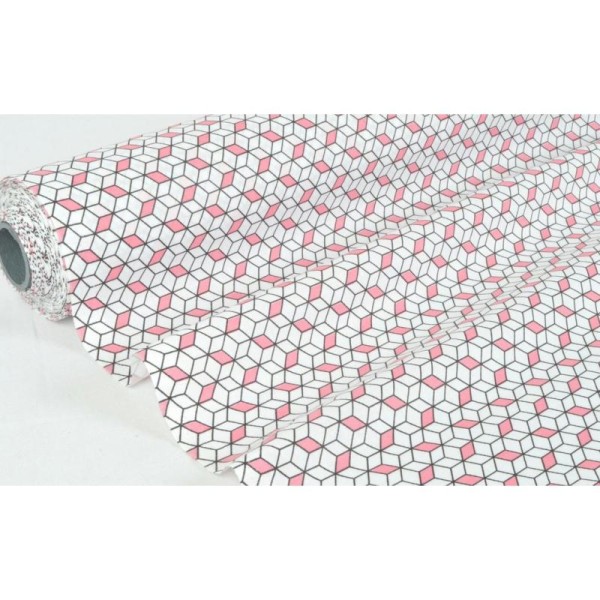 Tissu en coton coll. Cube fraise laize 150 cm - vendu par 10 cm - Photo n°1