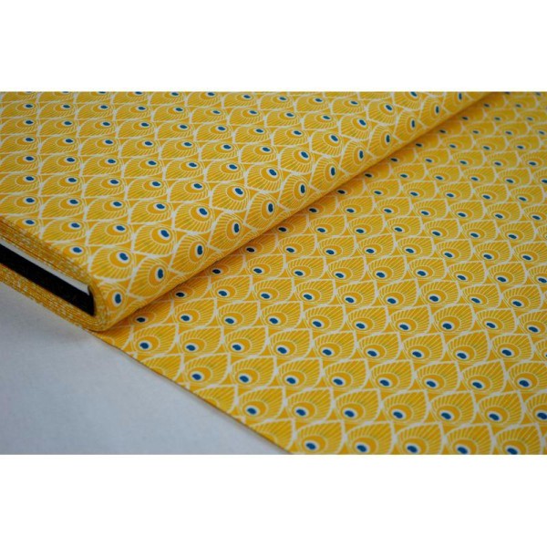 Tissu en coton coll. Déco jaune laize 150 cm - vendu par 10 cm - Photo n°1