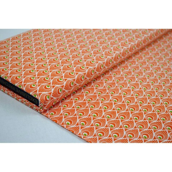 Tissu en coton coll. Déco orange laize 150 cm - vendu par 10 cm - Photo n°1