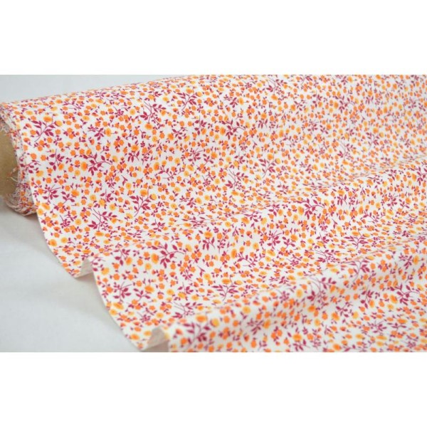 Tissu en coton coll. Elenie orange laize 160 cm - vendu par 10 cm - Photo n°1
