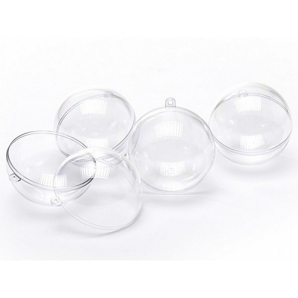 Lot 5 Boules en plastique cristal transparent séparable, diam. 15 cm, Contenant sécable - Photo n°2