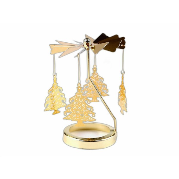 1pc 7 arbre d'or rotatif tournant tealight holder / carousel, autres décorations de Noël, artisanat - Photo n°1