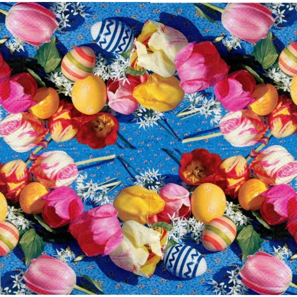 4 Serviettes en papier Printemps Tulipe Pâques Format Lunch Decoupage LN0454 Colourful Life - Photo n°1