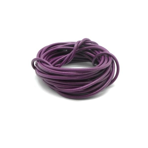 2m Cordon Cuir 2,5mm De Couleur Violet Mauve - Photo n°2