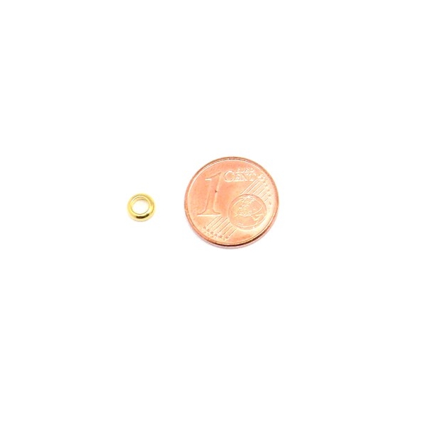 10 Perles Rondelle 5mm En Acier Inoxydable Doré À Gros Trou 3mm - Photo n°2
