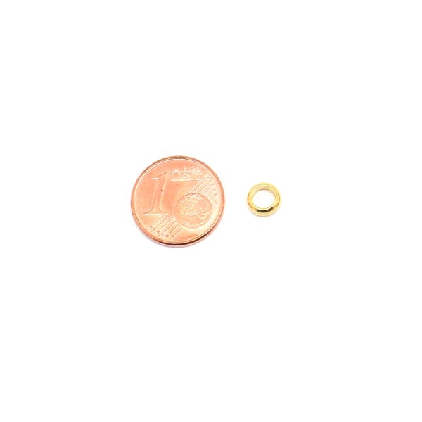 5 Perles Rondelle 6mm En Acier Inoxydable Doré - À Gros Trou 4mm - Photo n°2