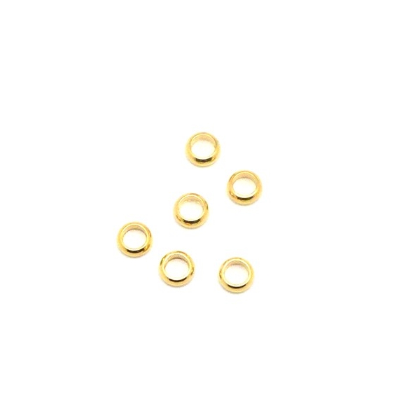 5 Perles Rondelle 6mm En Acier Inoxydable Doré - À Gros Trou 4mm - Photo n°3