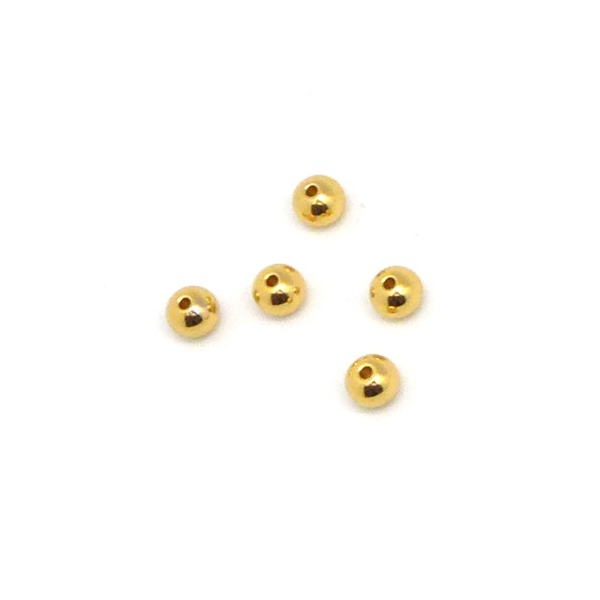 5 Perles Ronde 6mm En Acier Inoxydable Doré - Trou De 1,2mm - Photo n°3