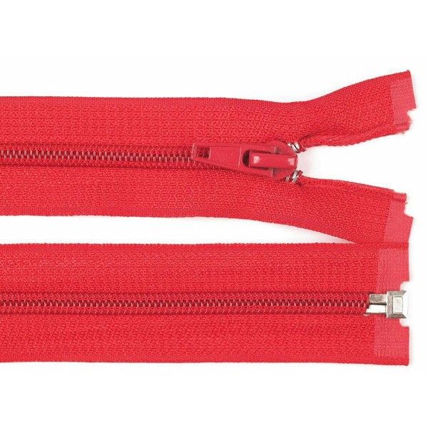 1pc Zipper à nylon rouge à haut risque (couleur) 5 mm de longueur ouverte 55 cm veste, zippers, habe - Photo n°1