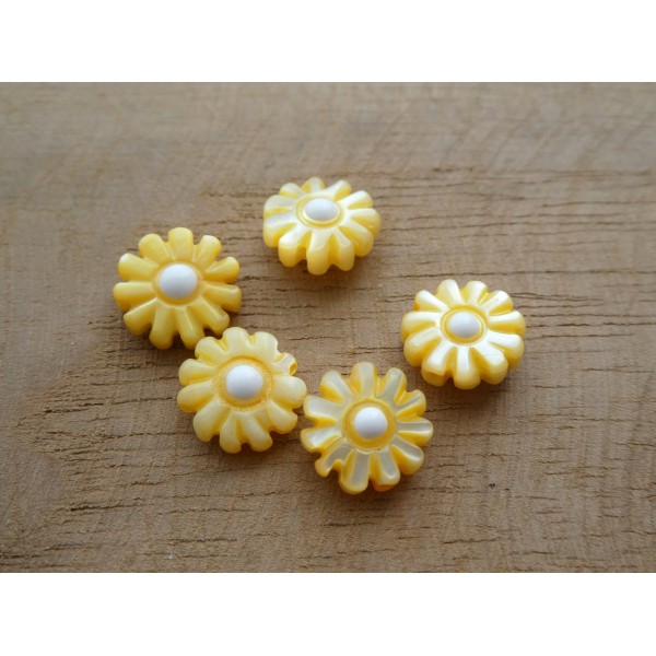 Perle marguerite en nacre 10mm coloris jaune - à l'unité - Photo n°1