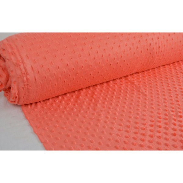 Tissu en acrylique coll. Minky pois orange laize 150 cm - vendu par 10 cm - Photo n°1