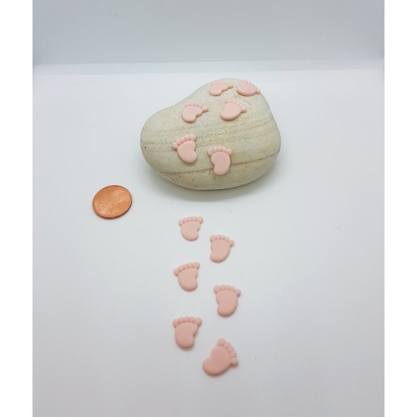 12 Pieds de Bébé en argile polymère à coller pour Scrapbooking  1,1x1,2x0,2 cm 0-P-R - Photo n°1