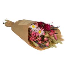 Bouquet de fleurs séchées - Rose - Petit modèle - 35 cm