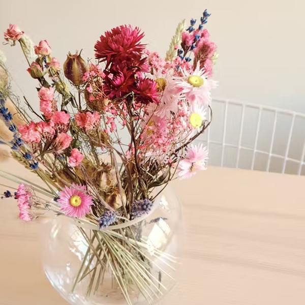 Bouquet de fleurs séchées - Rose - Petit modèle - 35 cm - Photo n°2
