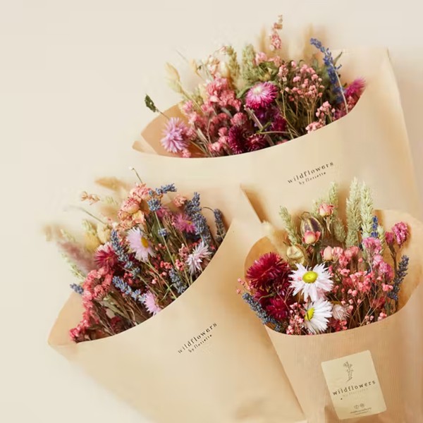 Bouquet de fleurs séchées - Rose - Petit modèle - 35 cm - Photo n°3