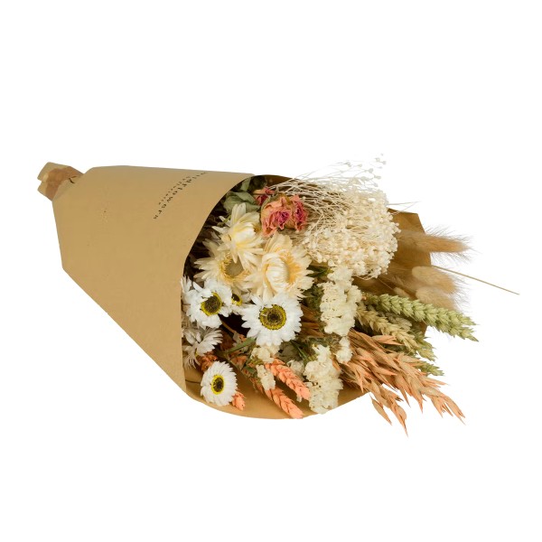 Bouquet de fleurs séchées - Pêche - Petit modèle - 35 cm - Photo n°1