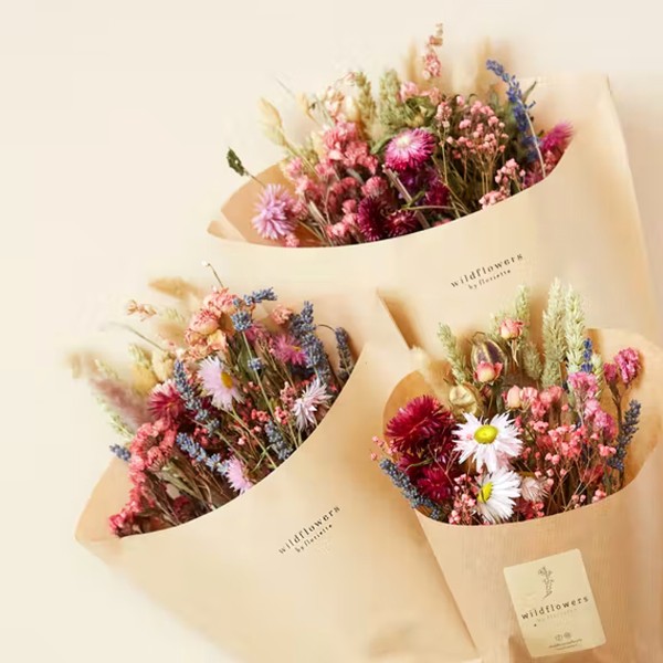 Bouquet de fleurs séchées - Rose - Moyen modèle - 55 cm - Photo n°2