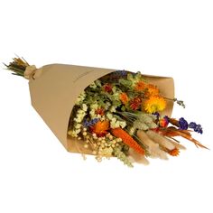 Bouquet de fleurs séchées - Orange - Moyen modèle - 55 cm