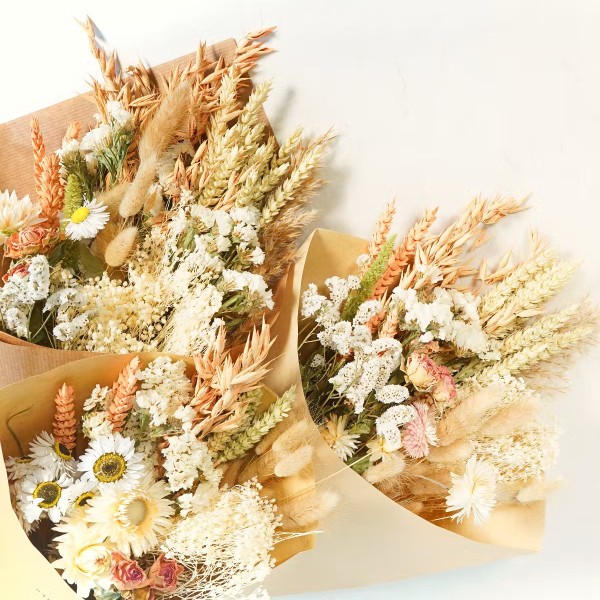 Bouquet de fleurs séchées - Pêche - Grand modèle - 65 cm - Photo n°2