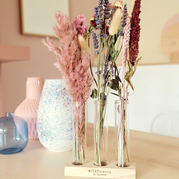 Fleurs séchées - Mini bouquets + vases - Rose - 35 cm - 3 pcs - Photo n°2